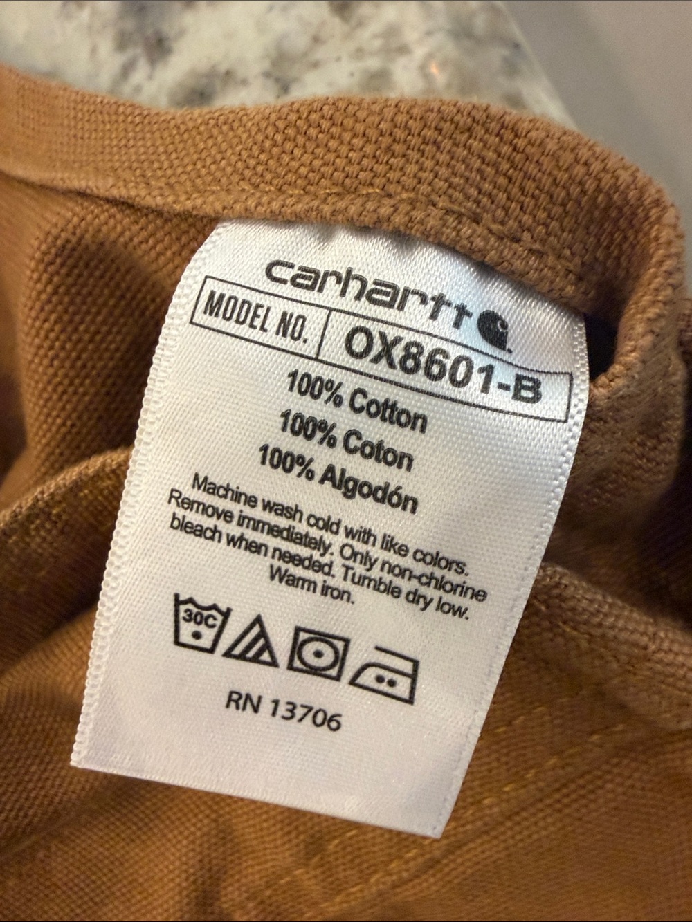 Carhartt Brown Duck Bib Overalls with Black Straps - Youth Size 14 - Picture 5 of 5